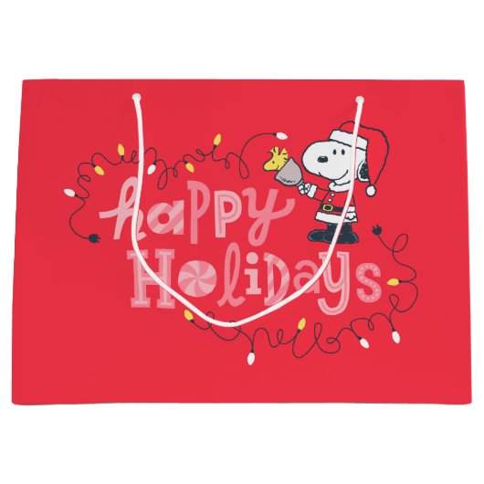 pinda's | Snoopy & Woodstock Santa Claus Groot Cadeauzakje (Voorkant)