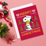 pinda's | Snoopy & Woodstock Santa Claus Hug Briefkaart<br><div class="desc">Viel de feestdagen en je liefde voor pinda's op met dit lelijke kersttrui-ontwerp met Snoopy en Woodstock in een liefdevolle hug.</div>