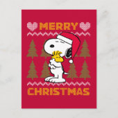 pinda's | Snoopy & Woodstock Santa Claus Hug Briefkaart (Voorkant)