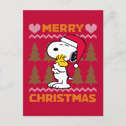 pinda's | Snoopy & Woodstock Santa Claus Hug Briefkaart (Voorkant)