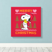 pinda's | Snoopy & Woodstock Santa Claus Hug Canvas Afdruk (Insitu (Houten vloer))