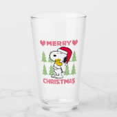 pinda's | Snoopy & Woodstock Santa Claus Hug Glas (Voorkant)