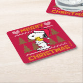 pinda's | Snoopy & Woodstock Santa Claus Hug Kartonnen Onderzetters (Schuin)