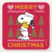 pinda's | Snoopy & Woodstock Santa Claus Hug Kartonnen Onderzetters (Voorkant)