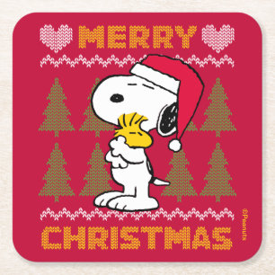 pinda's   Snoopy & Woodstock Santa Claus Hug Kartonnen Onderzetters