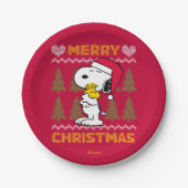 pinda's | Snoopy & Woodstock Santa Claus Hug Papieren Bordje (Voorkant)