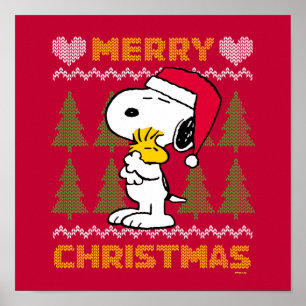 pinda's   Snoopy & Woodstock Santa Claus Hug Poster