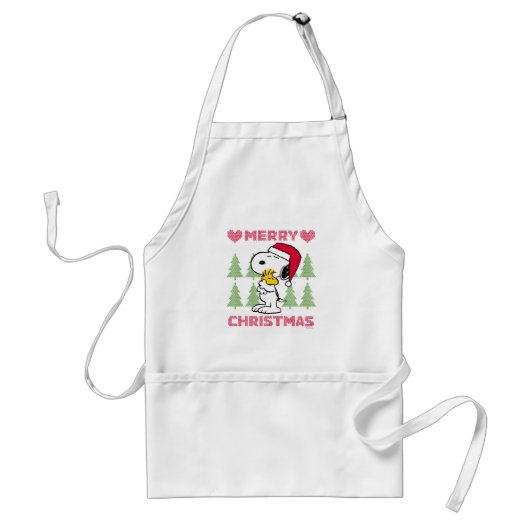 pinda's | Snoopy & Woodstock Santa Claus Hug Standaard Schort (Voorkant)