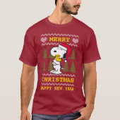 pinda's | Snoopy & Woodstock Santa Claus Hug T-shirt (Voorkant)