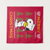 pinda's | Snoopy & Woodstock Santa Claus Hug Wandkleed (Voorkant (horizontaal))