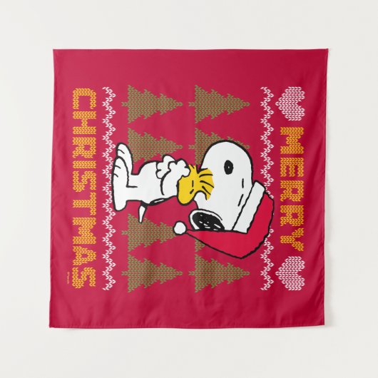 pinda's | Snoopy & Woodstock Santa Claus Hug Wandkleed (Voorkant (horizontaal))