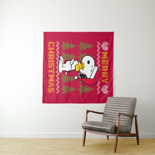 pinda's | Snoopy & Woodstock Santa Claus Hug Wandkleed (In Situ (horizontaal))