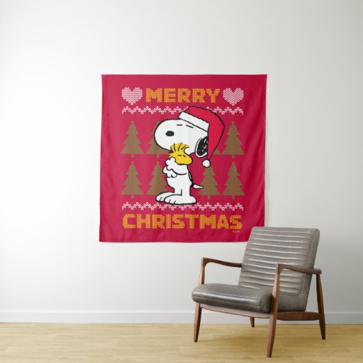 pinda's | Snoopy & Woodstock Santa Claus Hug Wandkleed (In situ)
