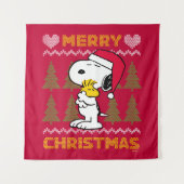pinda's | Snoopy & Woodstock Santa Claus Hug Wandkleed (Voorkant)