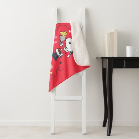 pinda's | Snoopy & Woodstock Santa Claus Sherpa Deken (In situ)