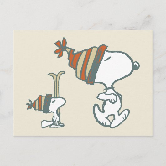 pinda's | Snoopy & Woodstock Ski Trip Briefkaart (Voorkant)