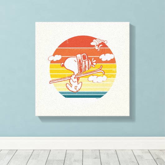 pinda's | Snoopy & Woodstock Ski Trip Canvas Afdruk (Insitu (Houten vloer))