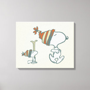 pinda's Snoopy & Woodstock Ski Trip Canvas Afdruk
