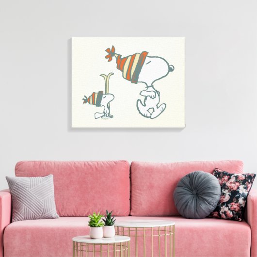 pinda's | Snoopy & Woodstock Ski Trip Canvas Afdruk (Insitu (Woonkamer))