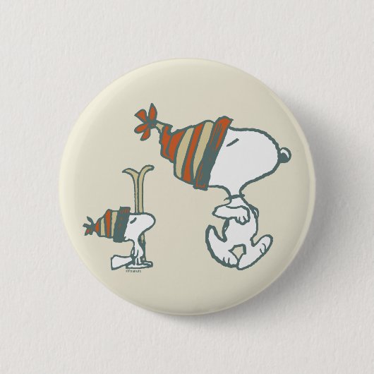 pinda's | Snoopy & Woodstock Ski Trip Ronde Button 5,7 Cm (Voorkant)