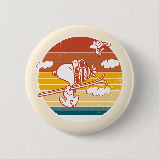 pinda's | Snoopy & Woodstock Ski Trip Ronde Button 5,7 Cm (Voorkant)