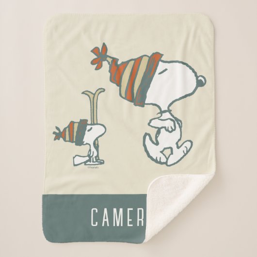 pinda's | Snoopy & Woodstock Ski Trip Sherpa Deken (Voorkant)