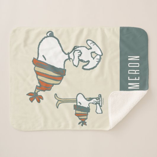 pinda's | Snoopy & Woodstock Ski Trip Sherpa Deken (Voorkant (horizontaal))