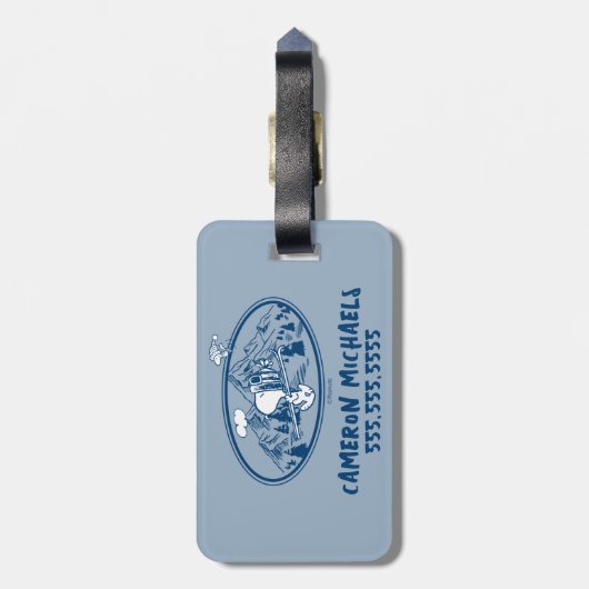 pinda's | Snoopy & Woodstock Skiing Bagagelabel (Achterkant verticaal)