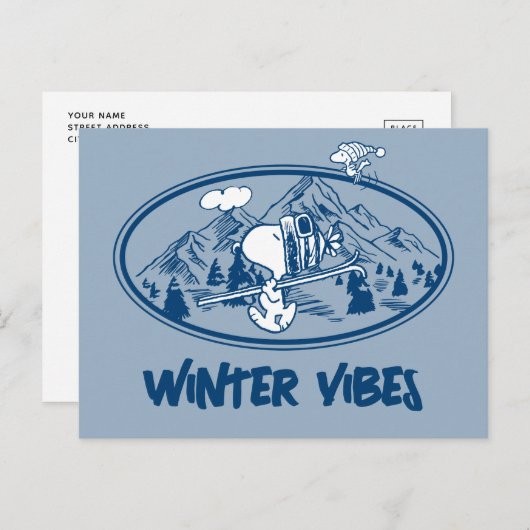 pinda's | Snoopy & Woodstock Skiing Briefkaart (Voorkant / Achterkant)