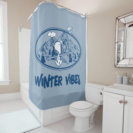 pinda's | Snoopy & Woodstock Skiing Douchegordijn (In situ)