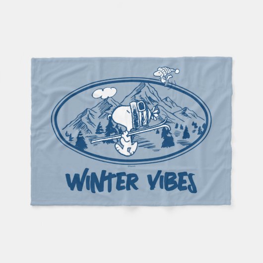 pinda's | Snoopy & Woodstock Skiing Fleece Deken (Voorkant (Horizontaal))