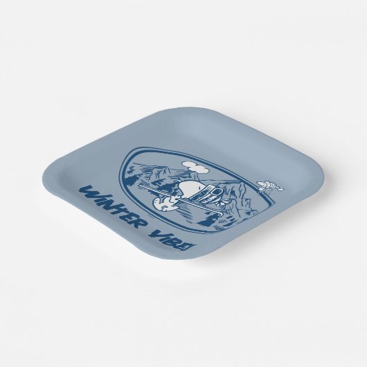 pinda's | Snoopy & Woodstock Skiing Papieren Bordje (Gebogen)