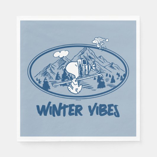pinda's | Snoopy & Woodstock Skiing Servet (Voorkant)
