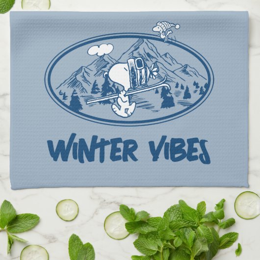 pinda's | Snoopy & Woodstock Skiing Theedoek (Gevouwen)