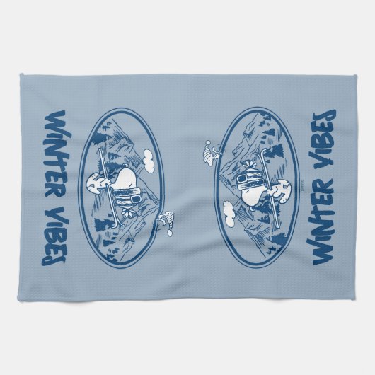 pinda's | Snoopy & Woodstock Skiing Theedoek (Horizontaal)