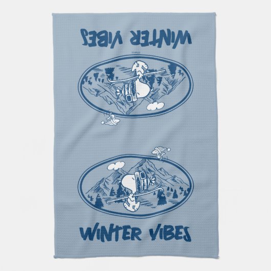 pinda's | Snoopy & Woodstock Skiing Theedoek (Verticaal)