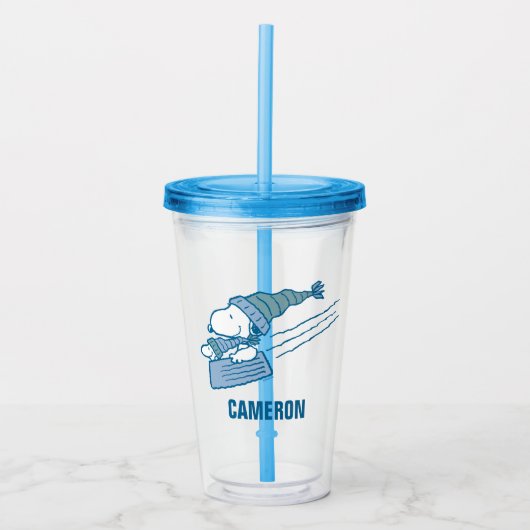 pinda's | Snoopy & Woodstock Slaping Acryl Drinkbeker (Voorkant)