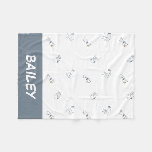 pinda's | Snoopy & Woodstock Soft Grey Pattern Fleece Deken (Voorkant (Horizontaal))