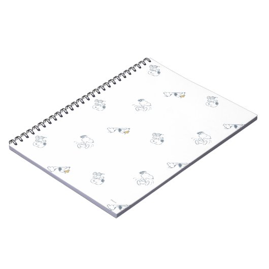 pinda's | Snoopy & Woodstock Soft Grey Pattern Notitieboek (Linkerzijde)