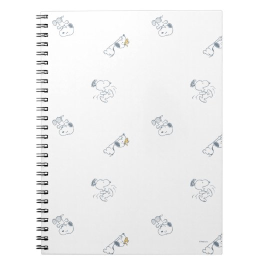 pinda's | Snoopy & Woodstock Soft Grey Pattern Notitieboek (Voorkant)