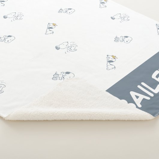pinda's | Snoopy & Woodstock Soft Grey Pattern Sherpa Deken (3/4)