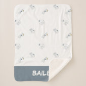 pinda's | Snoopy & Woodstock Soft Grey Pattern Sherpa Deken (Voorkant)