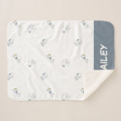 pinda's | Snoopy & Woodstock Soft Grey Pattern Sherpa Deken (Voorkant (horizontaal))