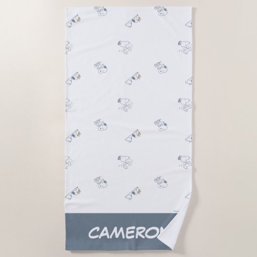 pinda's | Snoopy & Woodstock Soft Grey Pattern Strandlaken (Voorkant)