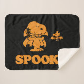pinda's | Snoopy & Woodstock Spooky Sherpa Deken (Voorkant (horizontaal))