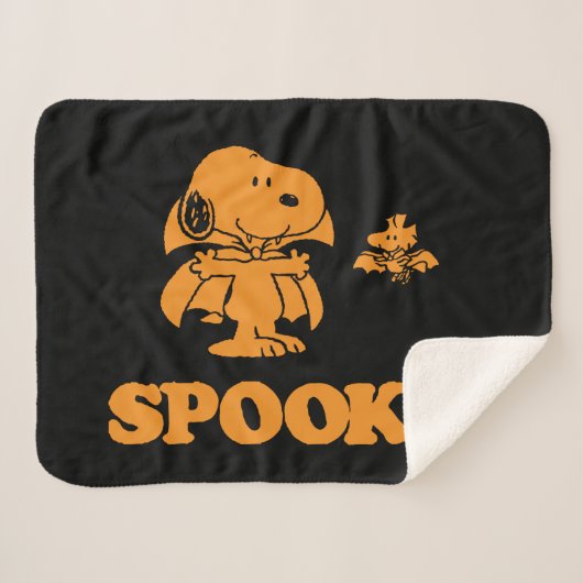 pinda's | Snoopy & Woodstock Spooky Sherpa Deken (Voorkant (horizontaal))