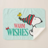 pinda's | Snoopy & Woodstock Warm Wishes Sherpa Deken (Voorkant (horizontaal))