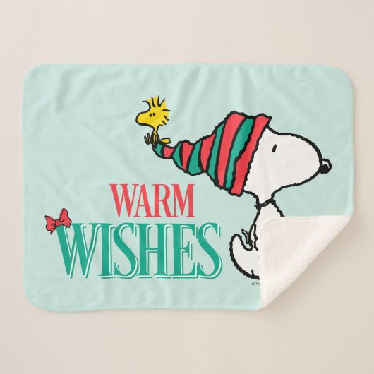 pinda's | Snoopy & Woodstock Warm Wishes Sherpa Deken (Voorkant (horizontaal))