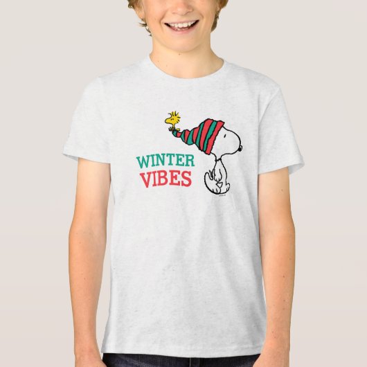 pinda's | Snoopy & Woodstock Warm Wishes Tri-Blend Shirt (Voorkant)