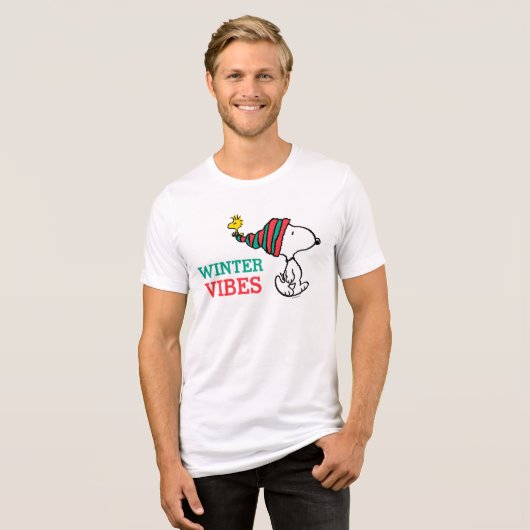 pinda's | Snoopy & Woodstock Warm Wishes Tri-Blend Shirt (Voorkant volledig)